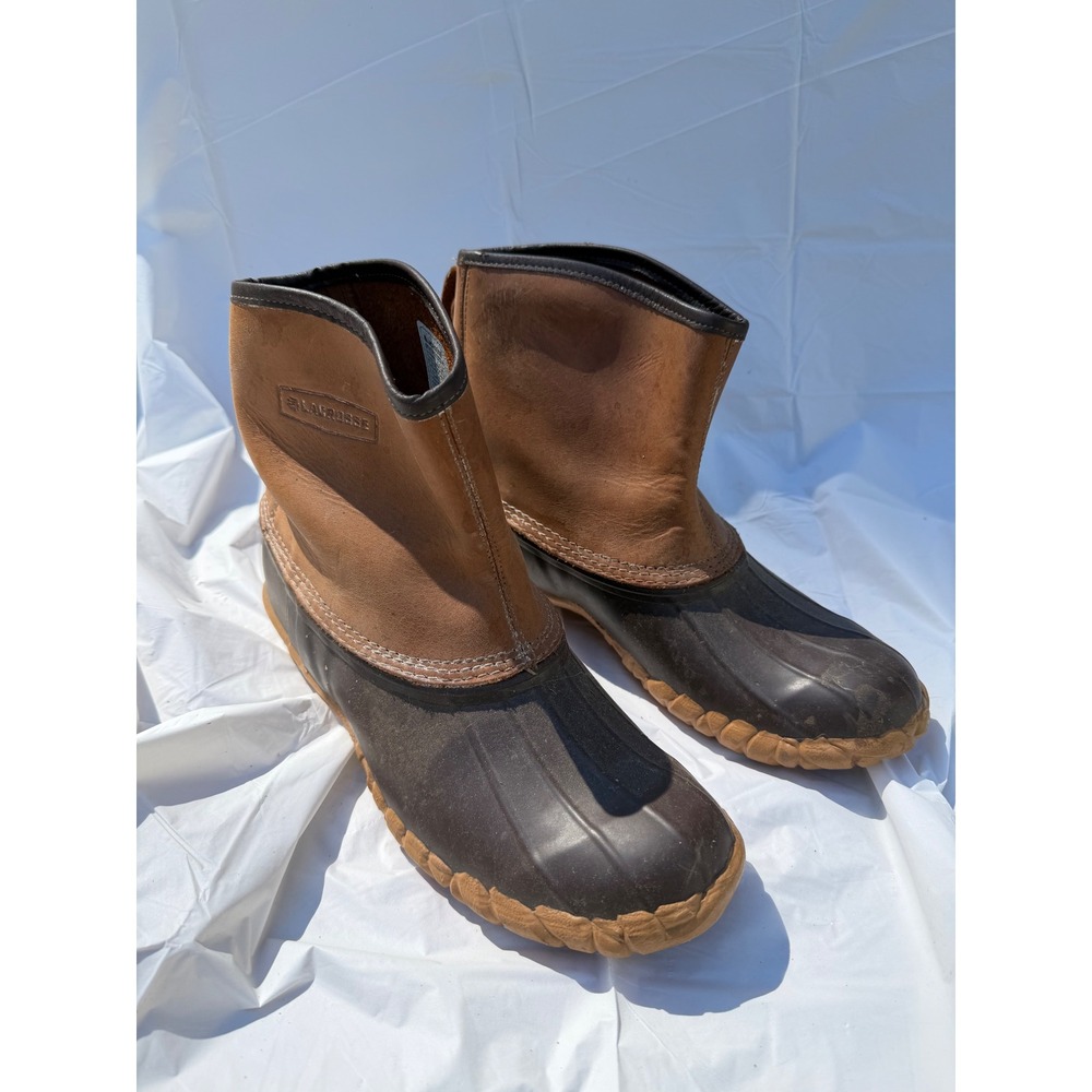 LaCrosse M Trekker 2 Duck Boots 12 Brown Leather Rubber Ankle Mens